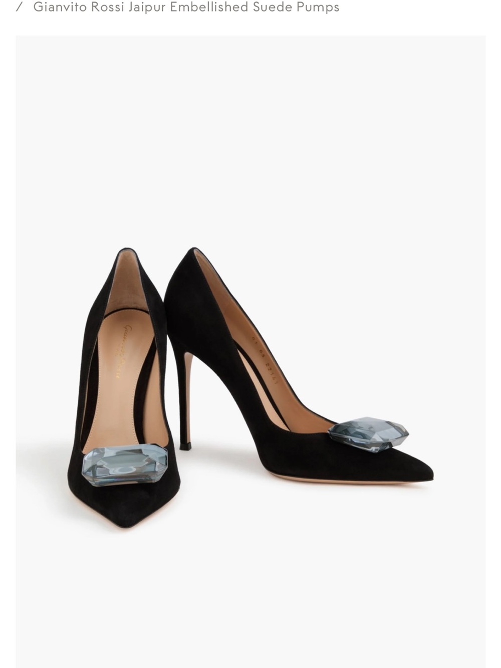 Gianvito Rossi Black Suede Pointed Toe Pumps with Crystal Accent size 37 $1250